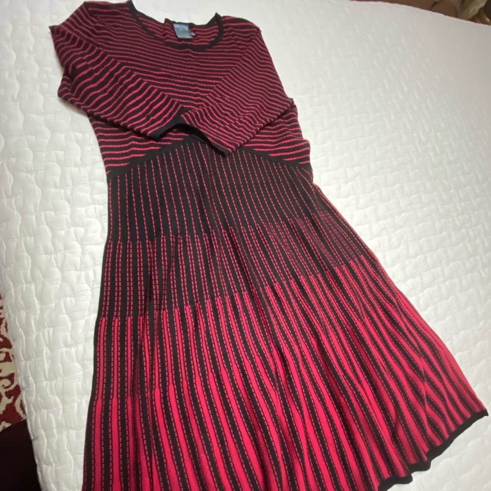 Red striped sweater dress